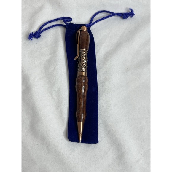 Handmade Artisan Ballpoint Twist Pen Wood/Antique Copper Finish Hardware w/ bag - Picture 7 of 8